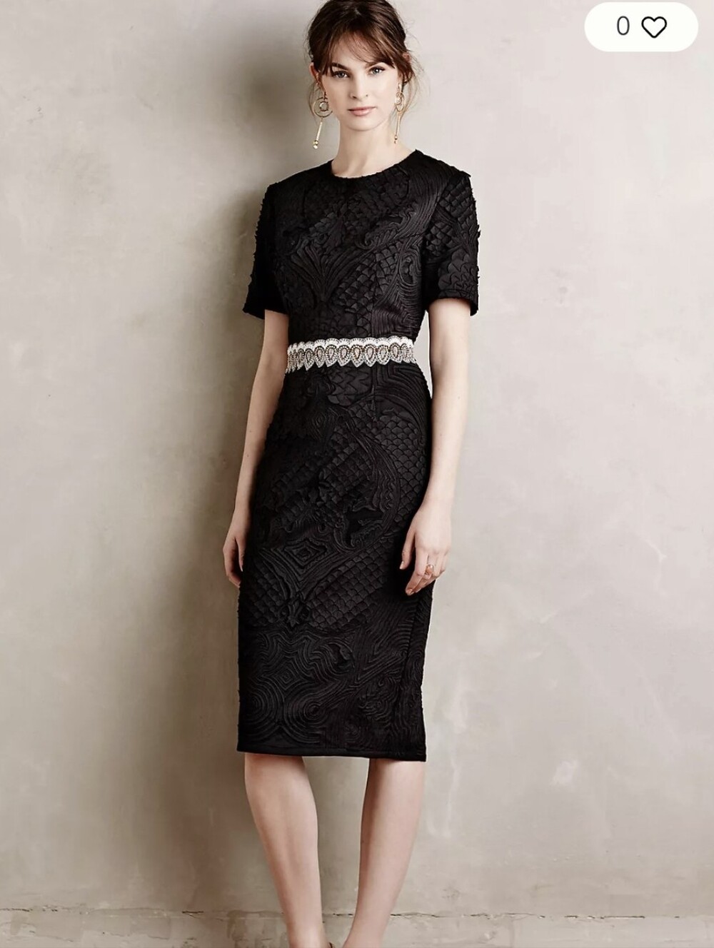 Anthropologie Women's Black Pankaj & Nidhi Milany Embroidered Pencil Dress. Sz 8